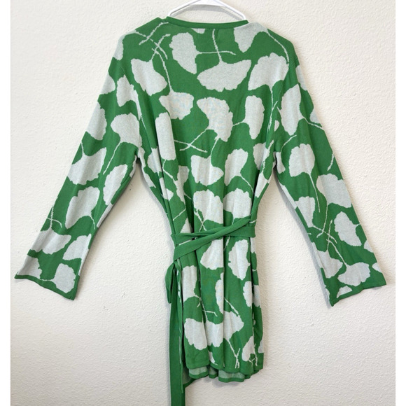 Diane Von Furstenberg x Target Wrap Sweater Tunic Green White Floral Print XXL - Picture 2 of 7
